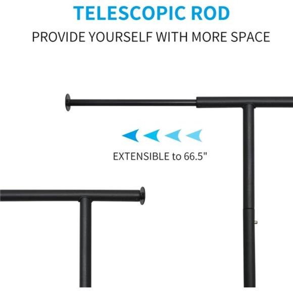 Heavy Duty Standard Rod Clothing Metal Garment Rack, Matte Dark Black - Picture 5 of 6